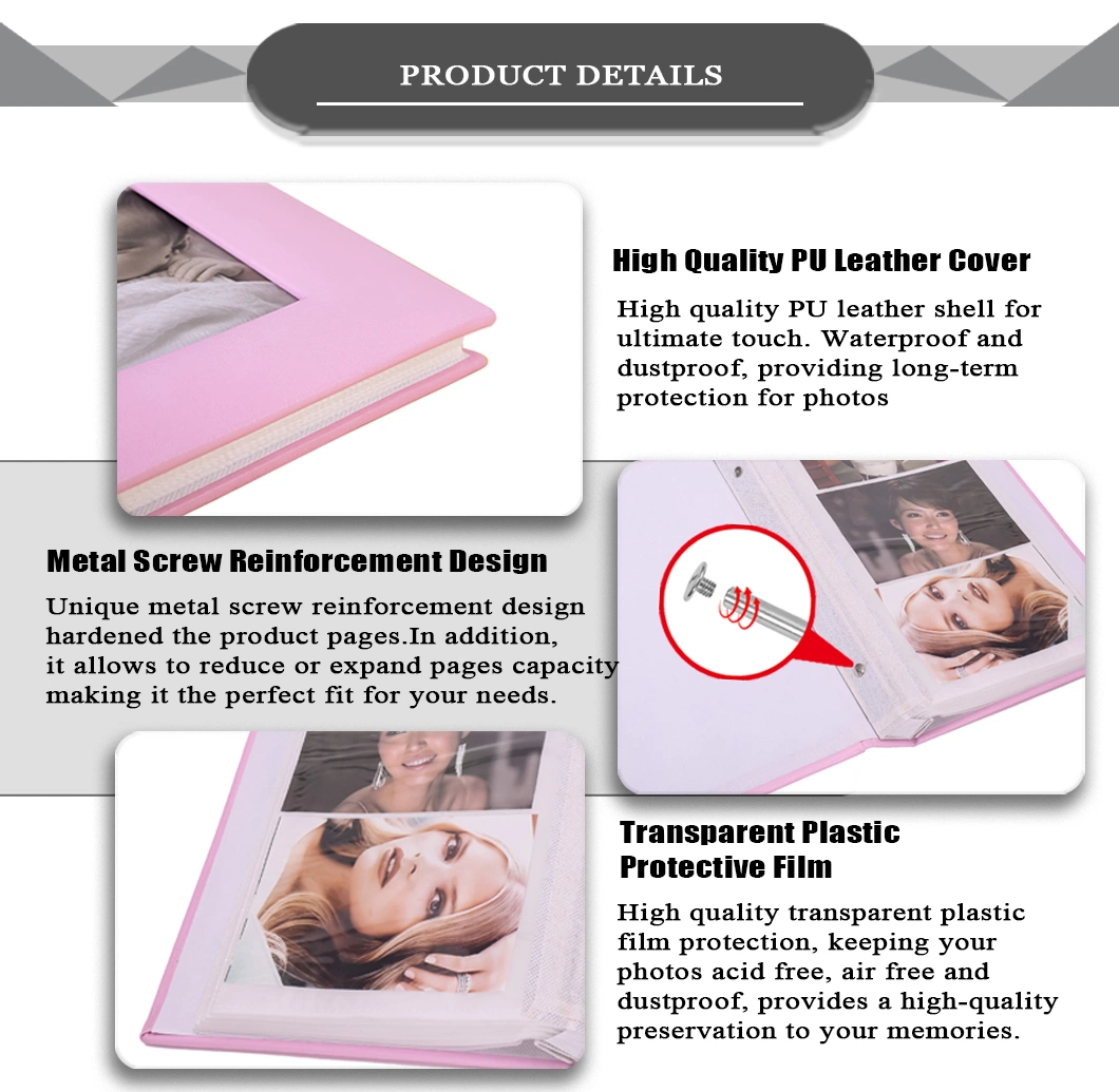 Custom PU Material Cover Self Adhesive Photo Scrapbook Book Album
