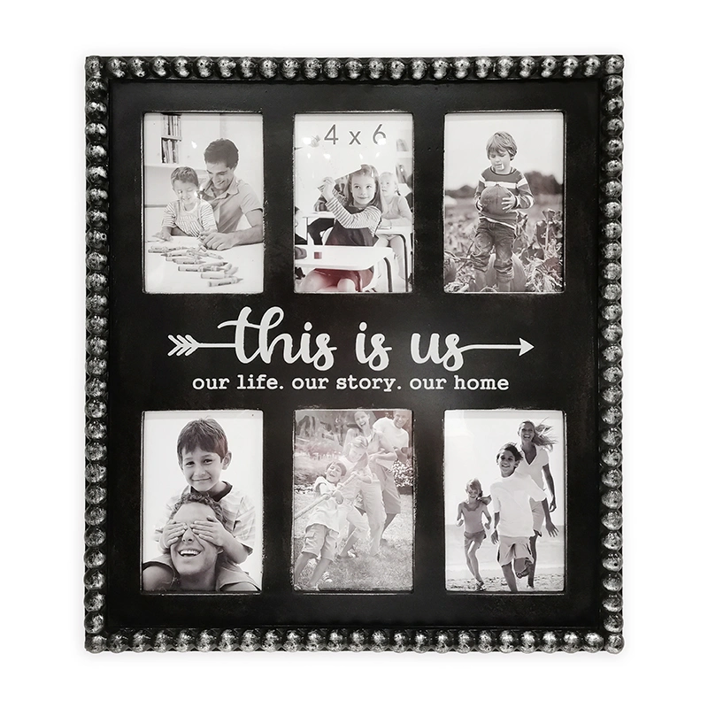 Wooden Photo Frame with 6 Photos in Size 4X6", MDF Picture Frame with Bead Line Decoration, Promotional Photo Frame